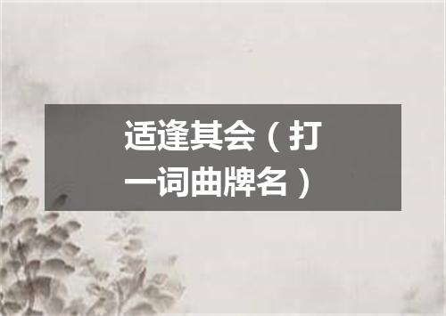 适逢其会（打一词曲牌名）