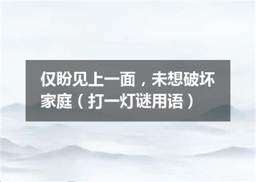 仅盼见上一面，未想破坏家庭（打一灯谜用语）