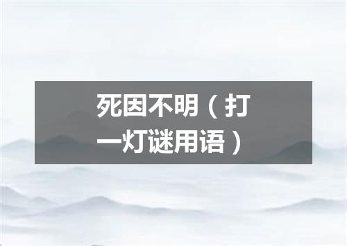 死因不明（打一灯谜用语）