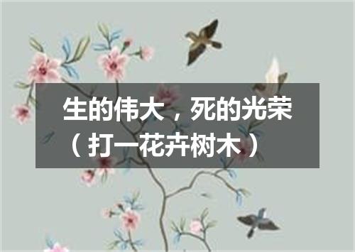 生的伟大，死的光荣（打一花卉树木）