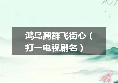 鸿鸟离群飞街心（打一电视剧名）