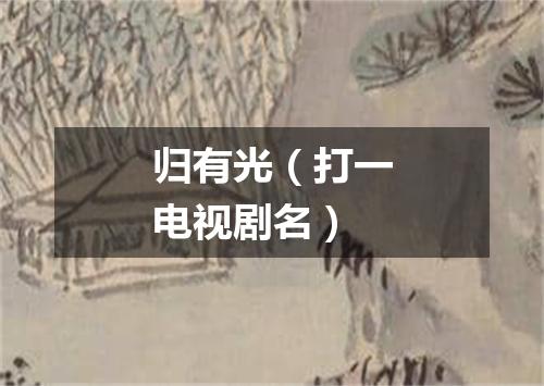 归有光（打一电视剧名）