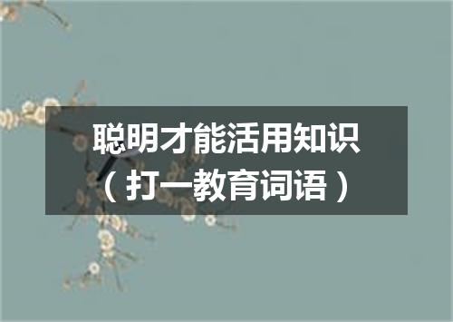 聪明才能活用知识（打一教育词语）
