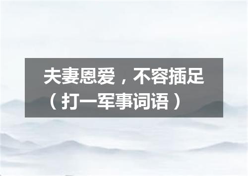夫妻恩爱，不容插足（打一军事词语）