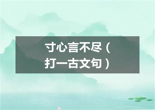 寸心言不尽（打一古文句）