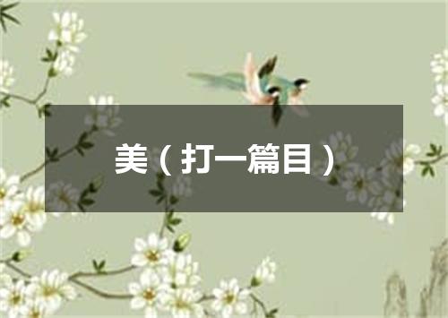 美（打一篇目）