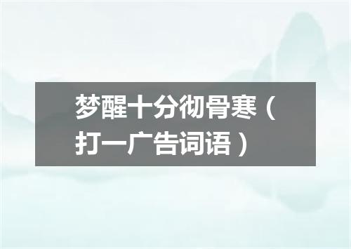 梦醒十分彻骨寒（打一广告词语）