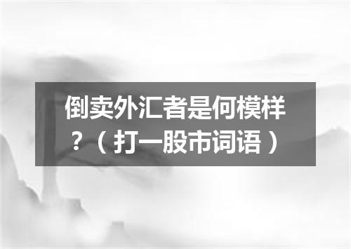 倒卖外汇者是何模样？（打一股市词语）