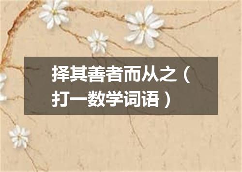 择其善者而从之（打一数学词语）