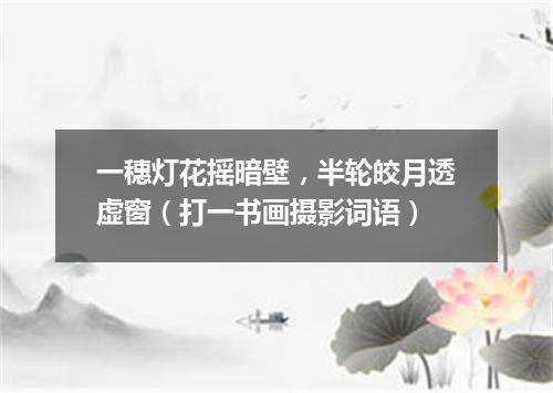 一穗灯花摇暗壁，半轮皎月透虚窗（打一书画摄影词语）