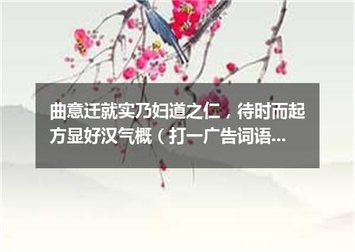 曲意迁就实乃妇道之仁，待时而起方显好汉气概（打一广告词语）