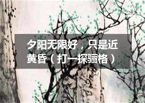 夕阳无限好，只是近黄昏（打一探骊格）
