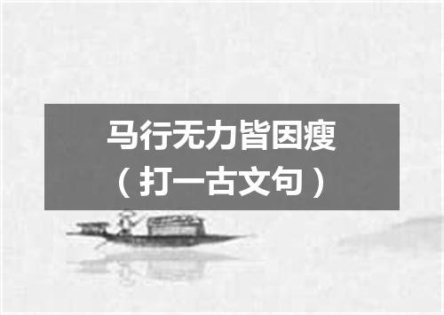 马行无力皆因瘦（打一古文句）