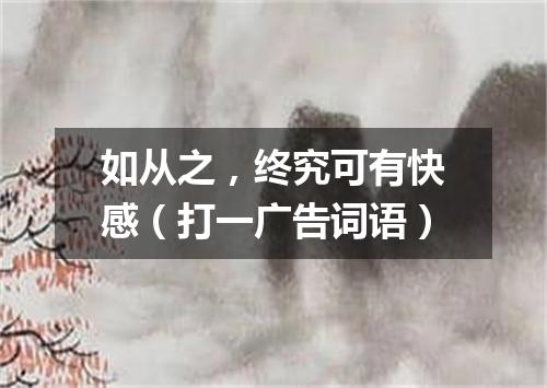 如从之，终究可有快感（打一广告词语）