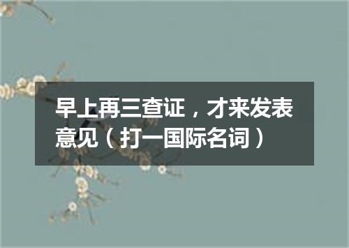 早上再三查证，才来发表意见（打一国际名词）