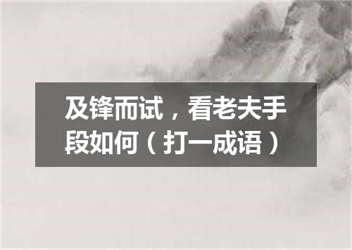 及锋而试，看老夫手段如何（打一成语）