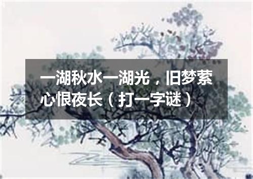 一湖秋水一湖光，旧梦萦心恨夜长（打一字谜）