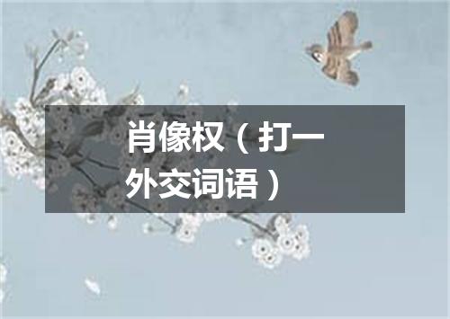 肖像权（打一外交词语）