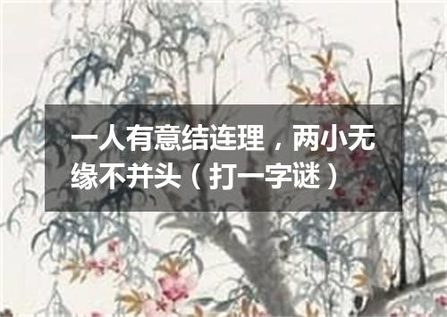 一人有意结连理，两小无缘不并头（打一字谜）