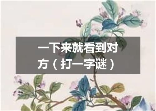 一下来就看到对方（打一字谜）