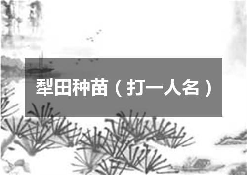 犁田种苗（打一人名）