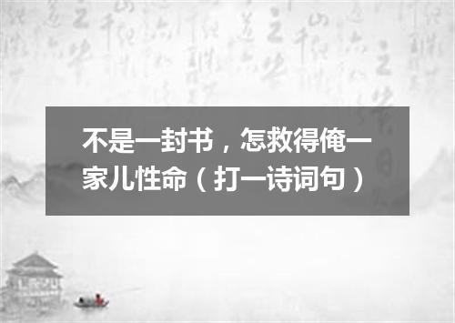 不是一封书，怎救得俺一家儿性命（打一诗词句）