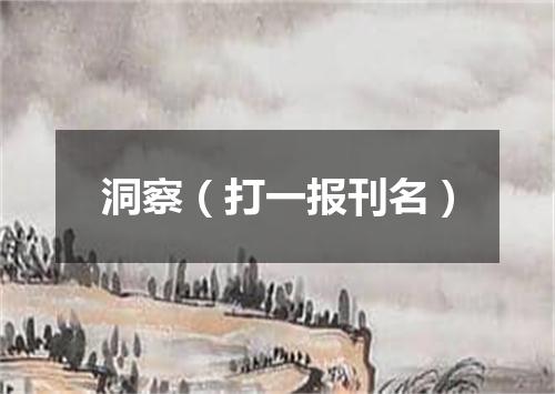 洞察（打一报刊名）