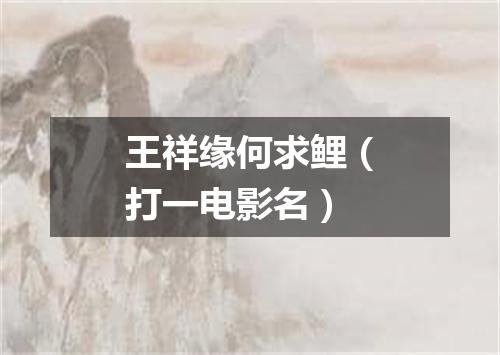 王祥缘何求鲤（打一电影名）