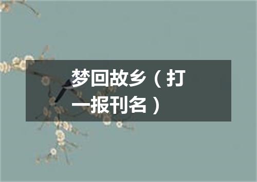 梦回故乡（打一报刊名）