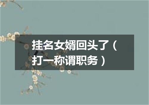 挂名女婿回头了（打一称谓职务）