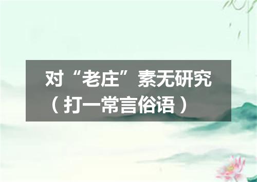 对“老庄”素无研究（打一常言俗语）