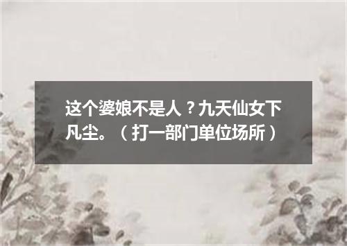 这个婆娘不是人？九天仙女下凡尘。（打一部门单位场所）