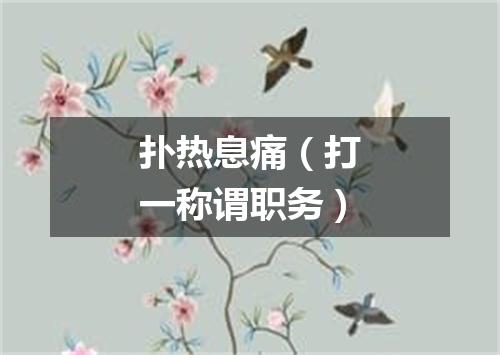 扑热息痛（打一称谓职务）