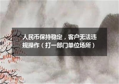 人民币保持稳定，客户无法违规操作（打一部门单位场所）