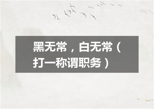 黑无常，白无常（打一称谓职务）
