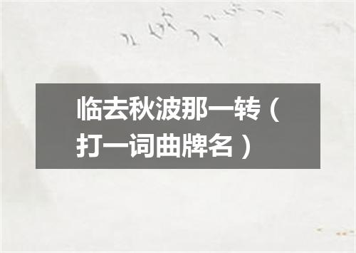 临去秋波那一转（打一词曲牌名）