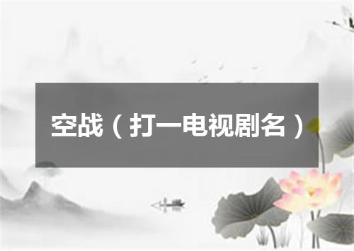 空战（打一电视剧名）