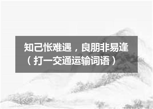 知己怅难遇，良朋非易逢（打一交通运输词语）