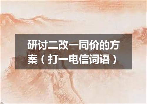 研讨二改一同价的方案（打一电信词语）
