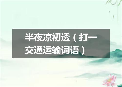 半夜凉初透（打一交通运输词语）