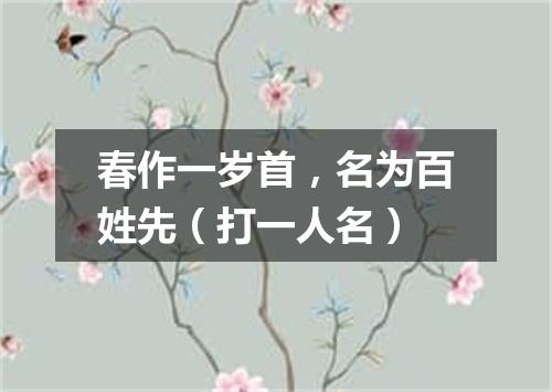 春作一岁首，名为百姓先（打一人名）
