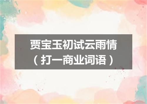 贾宝玉初试云雨情（打一商业词语）