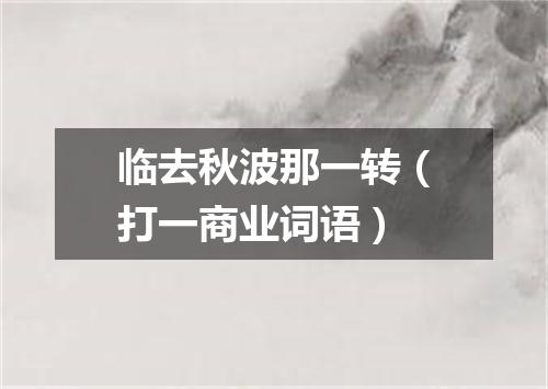 临去秋波那一转（打一商业词语）