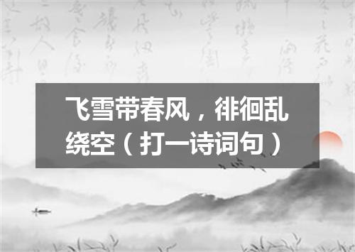 飞雪带春风，徘徊乱绕空（打一诗词句）
