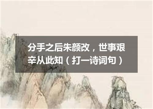 分手之后朱颜改，世事艰辛从此知（打一诗词句）