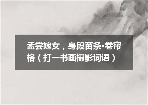 孟尝嫁女，身段苗条·卷帘格（打一书画摄影词语）