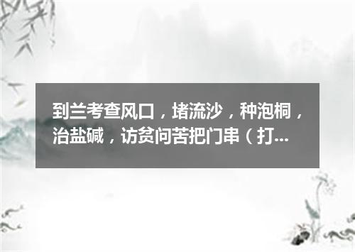 到兰考查风口，堵流沙，种泡桐，治盐碱，访贫问苦把门串（打一书画摄影词语）
