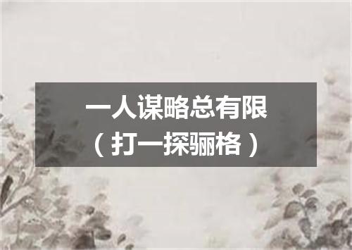 一人谋略总有限（打一探骊格）