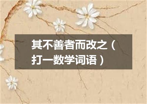 其不善者而改之（打一数学词语）