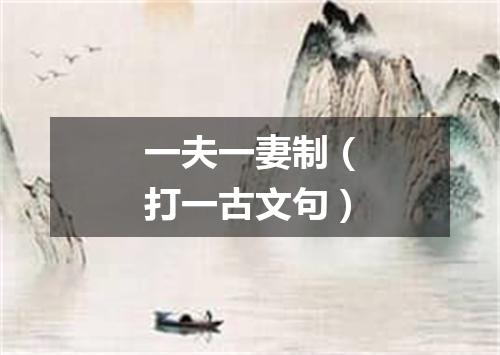 一夫一妻制（打一古文句）